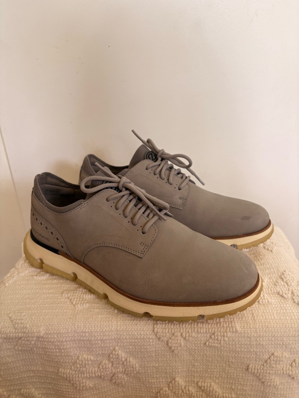 Cole Haan Grey Lace-Up Oxfords with Cream Sole